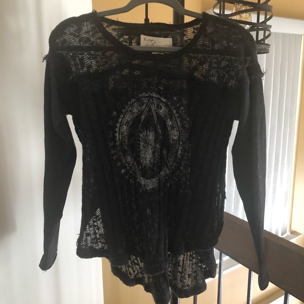 Vintage Havana long sleeve frayed top